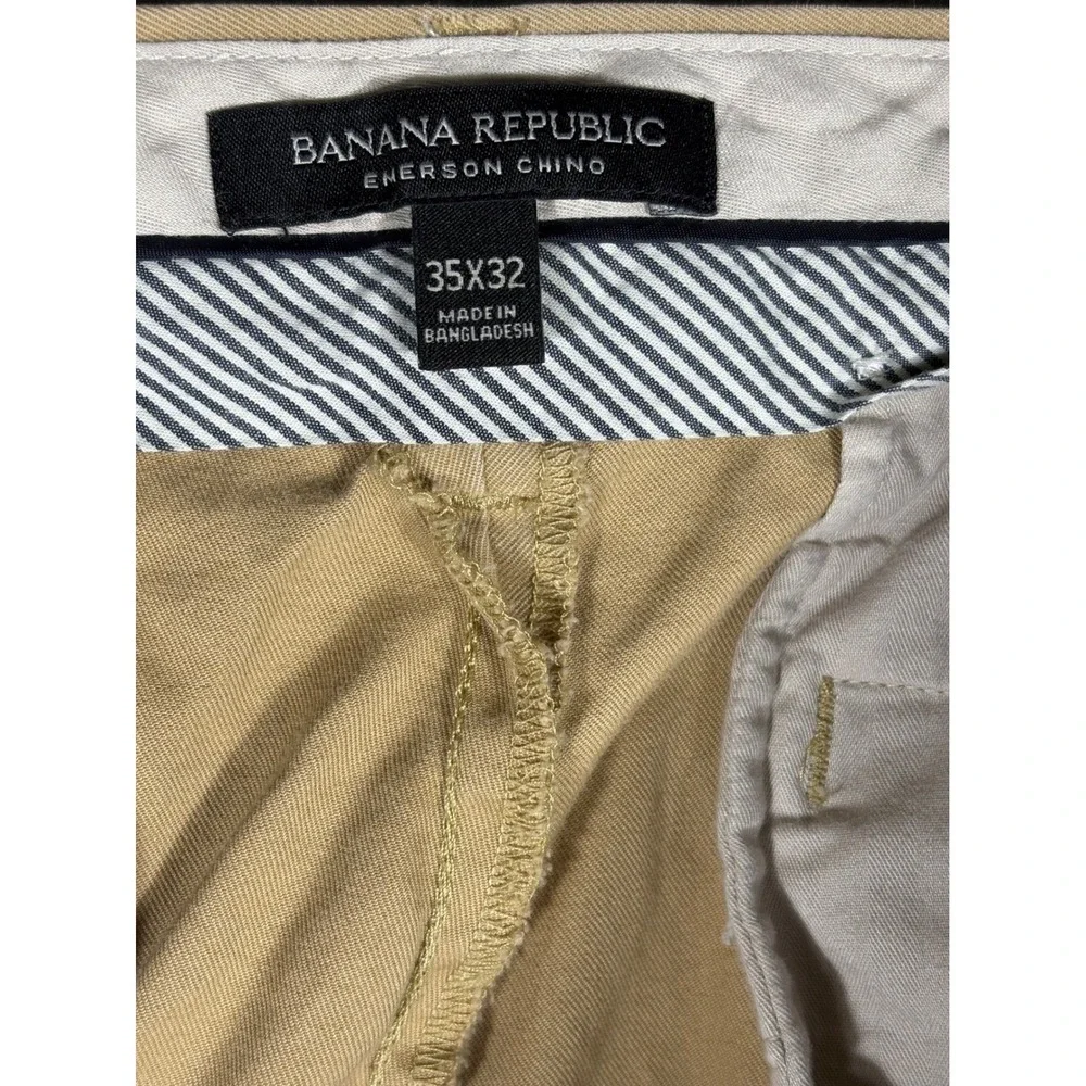 Banana Republic Emerson Chino Khaki Pants Mens 35x32 Tan Straight Leg‎ 859793-01